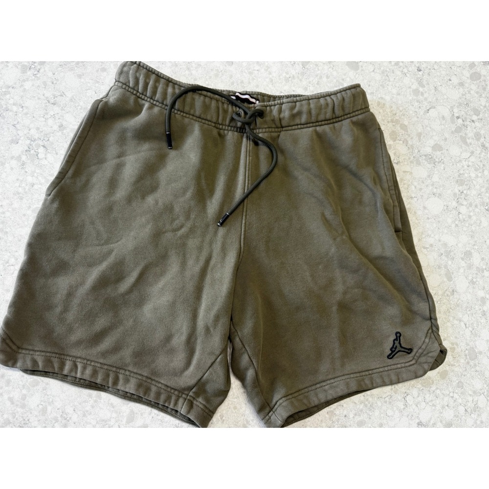 Jordan Essentials Fleece Shorts Mens Small Olive Green Jumpman DA9822-385